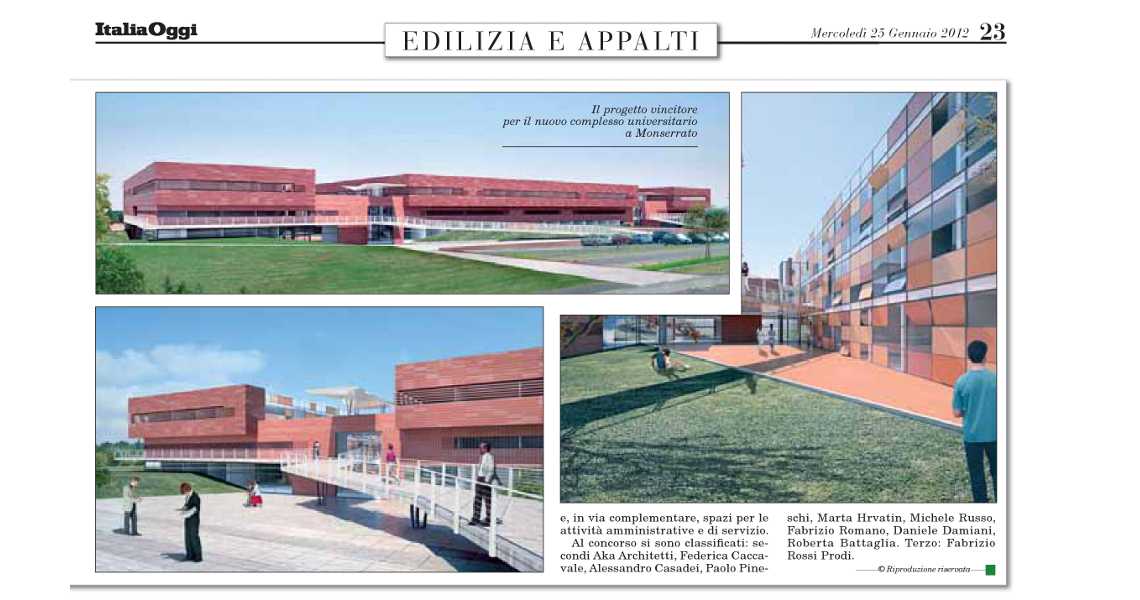 nuovo complesso universitario a Monserrato - italia oggi