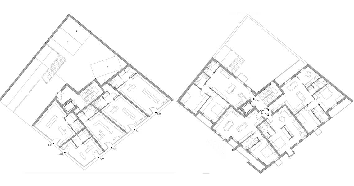 progetto per un edificio residenziale e commerciale a Cagliari - piante tipo